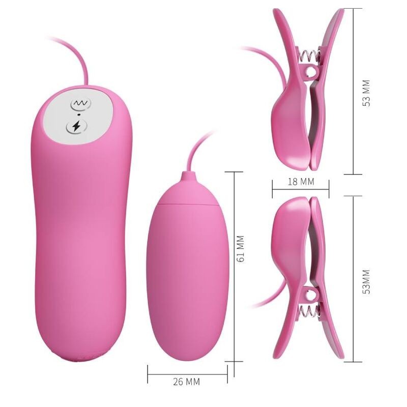 AMOR PRECIOSO - PINZAS CON VIBRACIÓN Y ELECTROSHOCK ROSA