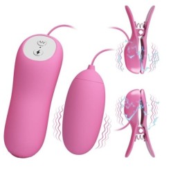 AMOR PRECIOSO - PINZAS CON VIBRACIÓN Y ELECTROSHOCK ROSA