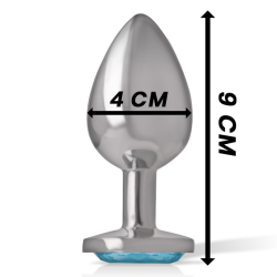 INTENSE - TAPÓN ANAL DE METAL DE ALUMINIO CON CRISTAL AZUL TALLA L