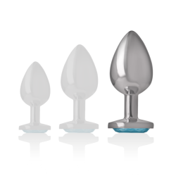 INTENSE - TAPÓN ANAL DE METAL DE ALUMINIO CON CRISTAL AZUL TALLA L