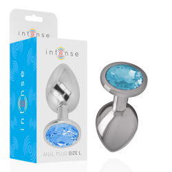 INTENSE - TAPÓN ANAL DE METAL DE ALUMINIO CON CRISTAL AZUL TALLA L