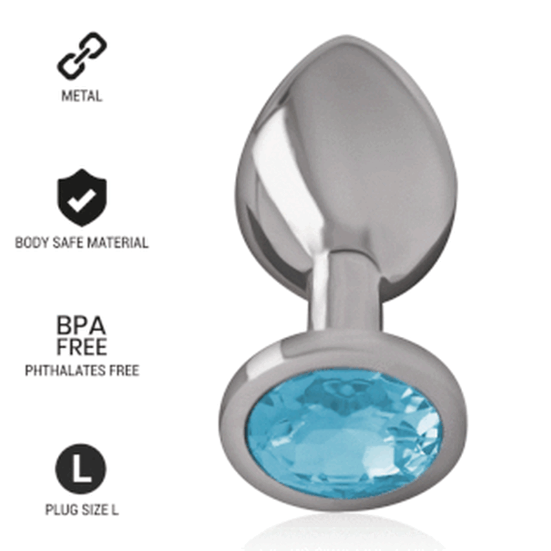 INTENSO - TAPÓN ANAL DE METAL DE ALUMINIO CON CRISTAL AZUL TALLA L