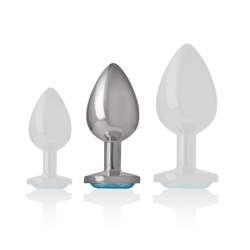 INTENSO - TAPÓN ANAL DE METAL DE ALUMINIO CON CRISTAL AZUL TALLA M