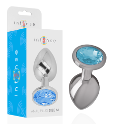 INTENSE - TAPÓN ANAL DE METAL DE ALUMINIO CON CRISTAL AZUL TALLA M