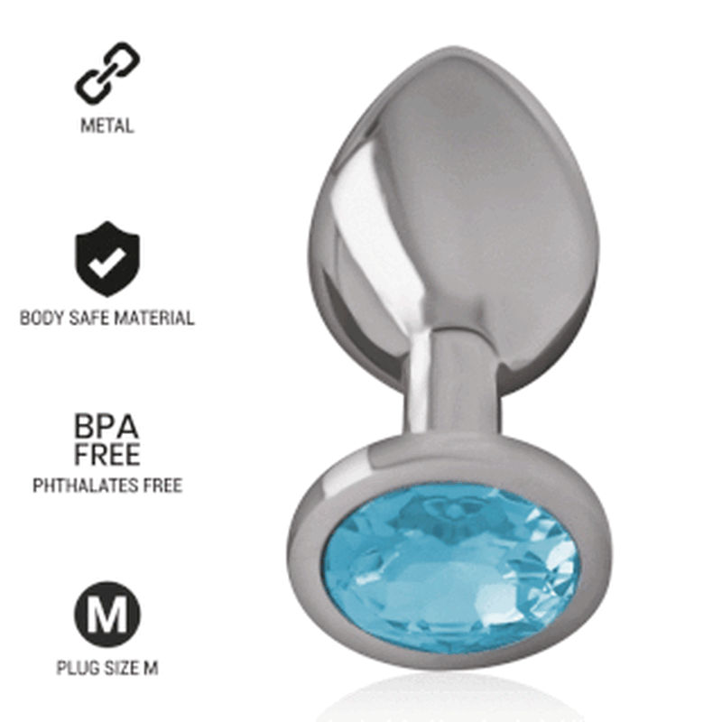 INTENSE - TAPÓN ANAL DE METAL DE ALUMINIO CON CRISTAL AZUL TALLA M