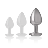 INTENSE - TAPÓN ANAL DE METAL DE ALUMINIO CON CRISTAL DE PLATA TALLA L