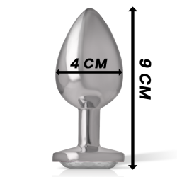 INTENSE - TAPÓN ANAL DE METAL DE ALUMINIO CON CRISTAL DE PLATA TALLA L