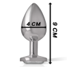 INTENSE - TAPÓN ANAL DE METAL DE ALUMINIO CON CRISTAL DE PLATA TALLA L