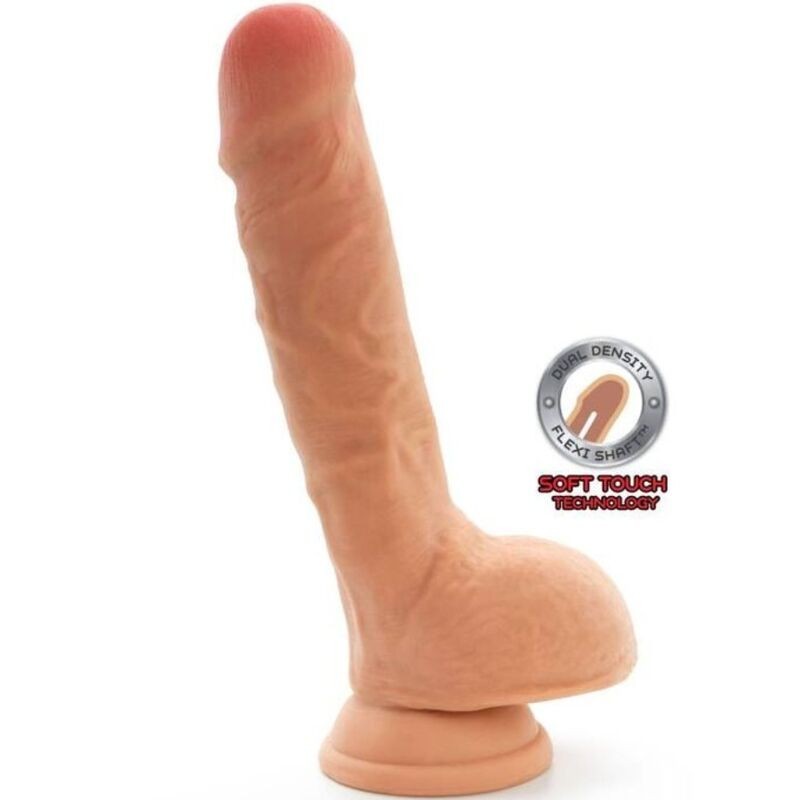 GET REAL - DILDO DE DOBLE DENSIDAD DE 18 CM CON BOLAS Y PIEL