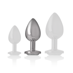 INTENSE - TAPÓN ANAL DE METAL DE ALUMINIO CON CRISTAL DE PLATA TALLA M