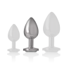 INTENSE - TAPÓN ANAL DE METAL DE ALUMINIO CON CRISTAL DE PLATA TALLA M