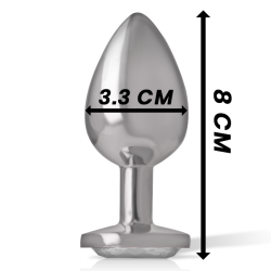 INTENSE - TAPÓN ANAL DE METAL DE ALUMINIO CON CRISTAL DE PLATA TALLA M