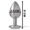 INTENSE - TAPÓN ANAL DE METAL DE ALUMINIO CON CRISTAL DE PLATA TALLA M