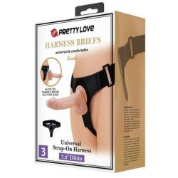 PRETTY LOVE - BRAGUITAS CON ARNÉS ARNÉS UNIVERSAL CON DILDO KEVIN 19 CM NATURAL