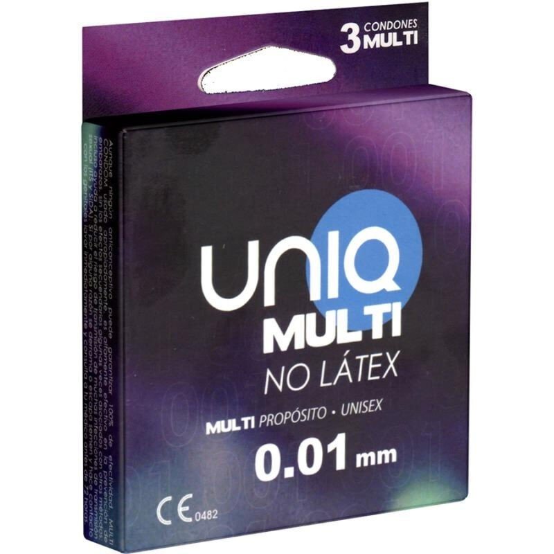 UNIQ - CONDONES MULTI SIN LÁTEX, 3 UNIDADES