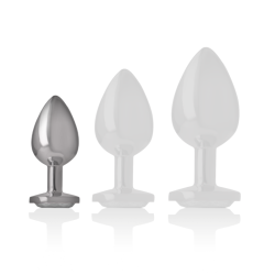 INTENSO - TAPÓN ANAL DE METAL DE ALUMINIO CON CRISTAL DE PLATA TALLA S