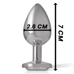 INTENSE - TAPÓN ANAL DE METAL DE ALUMINIO CON CRISTAL DE PLATA TALLA S