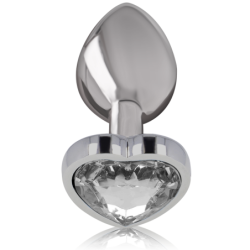 INTENSE - TAPÓN ANAL DE METAL DE ALUMINIO CON CORAZÓN BLANCO, TALLA S