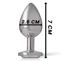 INTENSE - TAPÓN ANAL DE METAL DE ALUMINIO CON CORAZÓN BLANCO, TALLA S