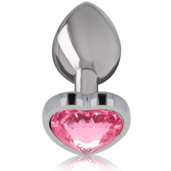 INTENSE - TAPÓN ANAL DE METAL DE ALUMINIO ROSA CON FORMA DE CORAZÓN TALLA S