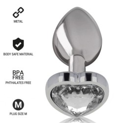 INTENSE - TAPÓN ANAL DE METAL DE ALUMINIO BLANCO CON FORMA DE CORAZÓN, TALLA M