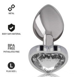 INTENSO - TAPÓN ANAL DE METAL Y ALUMINIO BLANCO CON FORMA DE CORAZÓN, TALLA L