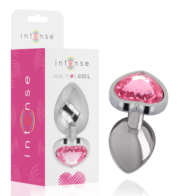 INTENSO - TAPÓN ANAL DE METAL DE ALUMINIO ROSA CON FORMA DE CORAZÓN TALLA L