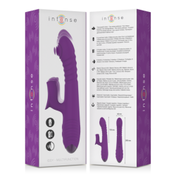 INTENSO - VIBRADOR MULTIFUNCIÓN RECARGABLE IGGY CON MOVIMIENTO HACIA ARRIBA Y HACIA ABAJO Y ESTIMULADOR CLÍTORAL MORADO