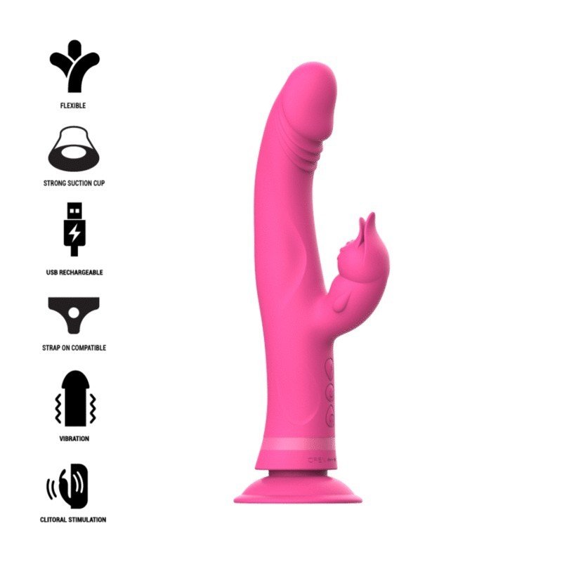 INTENSO - VIBRADOR JULIO RABBIT DE SILICONA ROSA