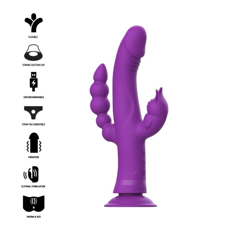INTENSO - VIBRADOR DE SILICONA CASANOVA RABBIT CON TRIPLE MOTOR MORADO