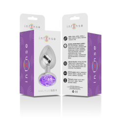 INTENSE - TAPÓN ANAL DE METAL DE ALUMINIO CON CRISTAL VIOLETA TALLA S
