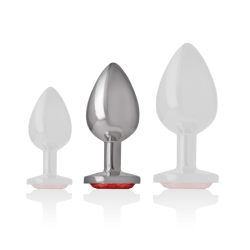 INTENSE - TAPÓN ANAL METÁLICO CON CRISTAL ROJO TALLA M