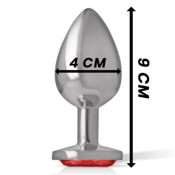 INTENSE - TAPÓN ANAL DE METAL DE ALUMINIO CON CRISTAL ROJO TALLA L