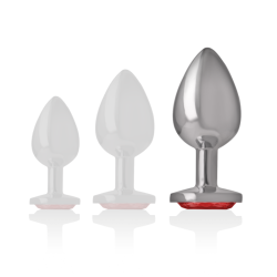 INTENSO - TAPÓN ANAL DE METAL DE ALUMINIO CON CRISTAL ROJO TALLA L