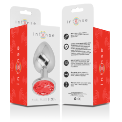 INTENSE - TAPÓN ANAL DE METAL DE ALUMINIO CON CRISTAL ROJO TALLA L