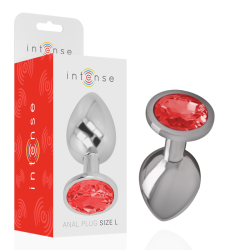 INTENSE - TAPÓN ANAL DE METAL DE ALUMINIO CON CRISTAL ROJO TALLA L