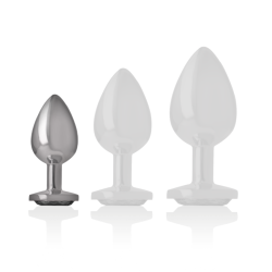 INTENSE - TAPÓN ANAL DE METAL DE ALUMINIO CON CRISTAL NEGRO TALLA S