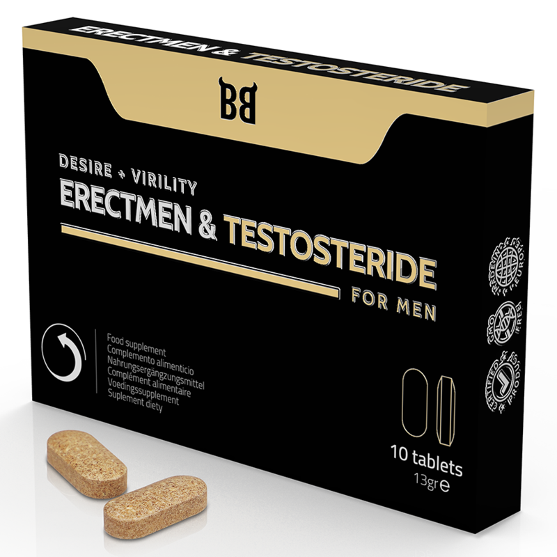 BLACKBULL BY SPARTAN - ERECTMEN & TESTOSTERIDE POTENCIA Y TESTOSTERONA PARA HOMBRE 10 CÁPSULAS