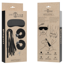 INTENSO - CONJUNTO DE JUEGO ERÓTICO FETICHE 1 CON ESPOSAS, MÁSCARA Y LÁTIGO