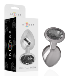 INTENSE - TAPÓN ANAL DE METAL DE ALUMINIO CON CRISTAL NEGRO TALLA M