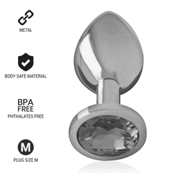 INTENSE - TAPÓN ANAL DE METAL DE ALUMINIO CON CRISTAL NEGRO TALLA M