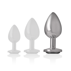 INTENSO - TAPÓN ANAL DE METAL DE ALUMINIO CON CRISTAL NEGRO TALLA L