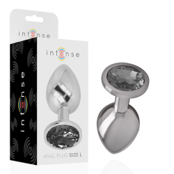 INTENSE - TAPÓN ANAL DE METAL DE ALUMINIO CON CRISTAL NEGRO TALLA L
