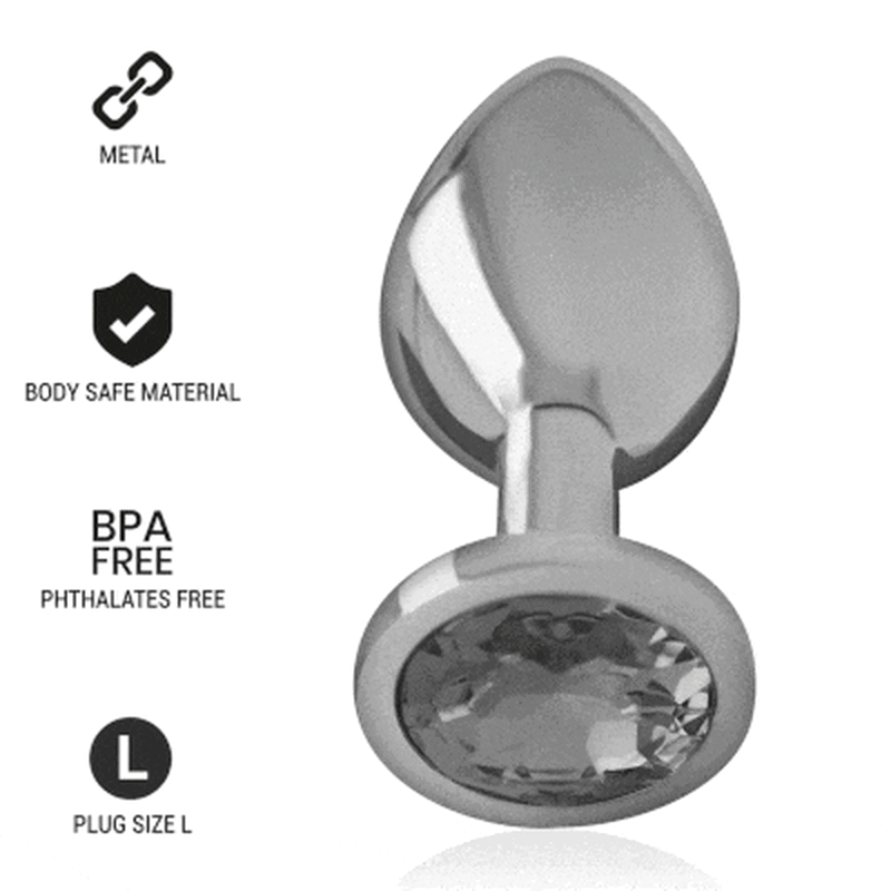 INTENSE - TAPÓN ANAL DE METAL DE ALUMINIO CON CRISTAL NEGRO TALLA L