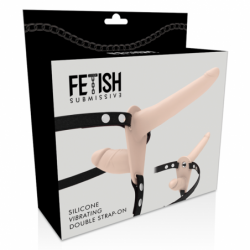 ARNÉS DE SUMISIÓN FETICHE - VIBRADOR DE DOBLE PENETRACIÓN CARNE HACIA ARRIBA