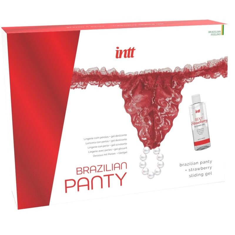 INTT LANZA - BRAGUITA ROJA BRASILEÑA CON PERLAS Y GEL LUBRICANTE 50 ML