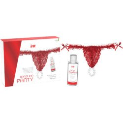 INTT LANZA - BRAGUITA ROJA BRASILEÑA CON PERLAS Y GEL LUBRICANTE 50 ML