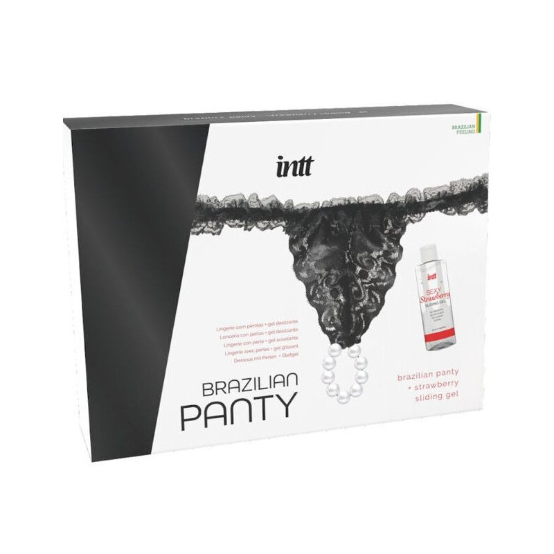 INTT RELEASES - BRAGUITA NEGRA BRASILEÑA CON PERLAS Y GEL LUBRICANTE 50 ML