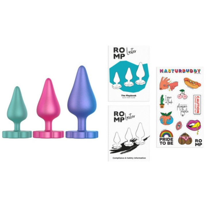 ROMP - LUSTER ANAL TRAINING KIT S/M/L WITH FLOWER-SHAPED BASE