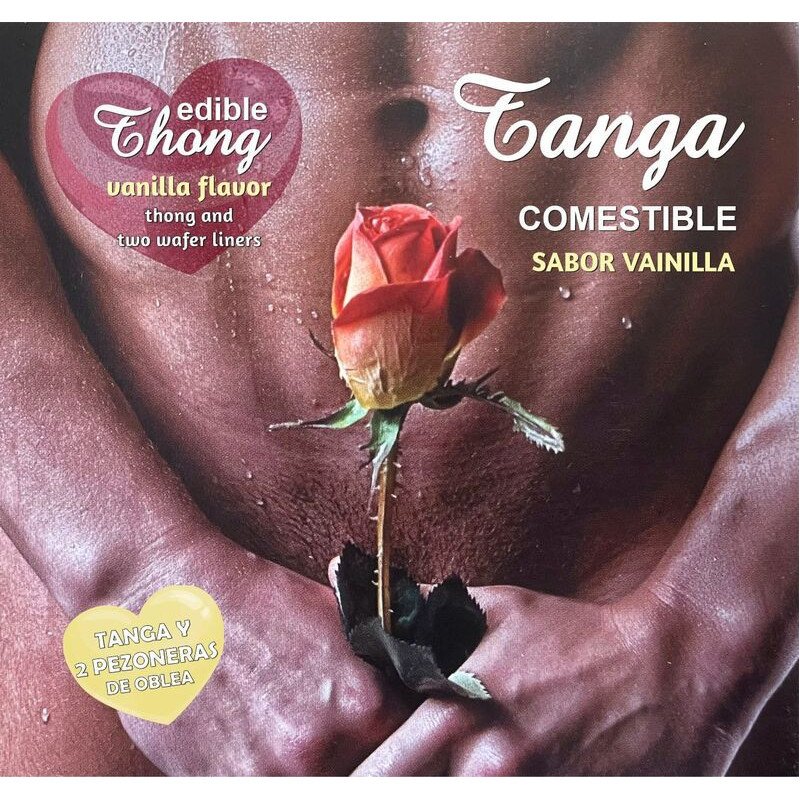 HOTFLOWERS - TANGA PARA HOMBRE + 2 PEZONES DE GALLETA DE VAINILLA /es/pt/en/fr/it/